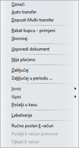 Opcije na desni klik
