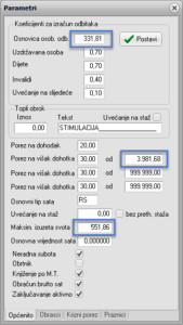plaće parametri